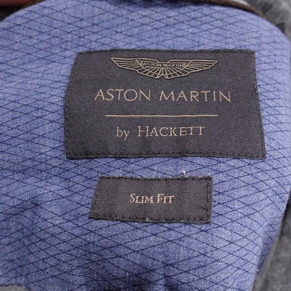 Aston Martin by Hackett Shirt Mens Medium Gray Slim Fit Button Down Long Sleeve - Picture 7 of 10